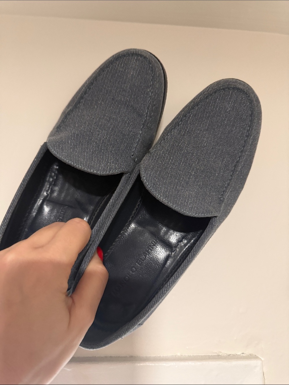 Manolo Blahnik Denim Blue Slip-On Loafers